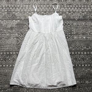 Japna White Eyelet Lined Sundress Size Large Boho  Cottagecore Adjustable Flowy